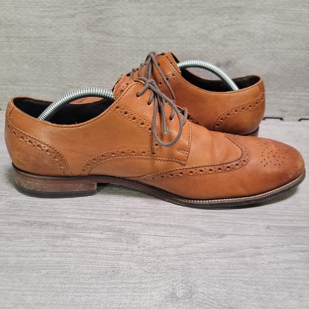 Cole Haan C24116 Wingtip Oxford Mens 11 M British Tan Leather Brogue Dress Shoes - Picture 8 of 11